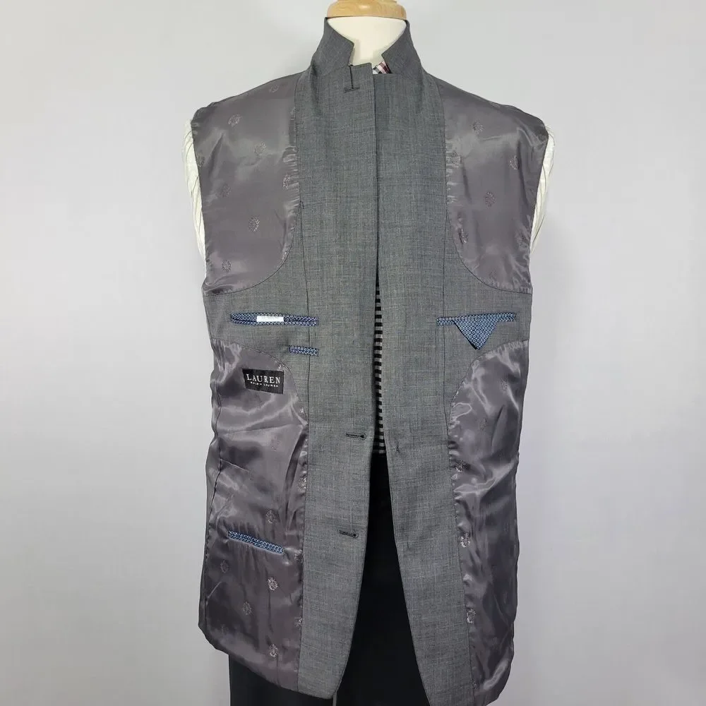 Lauren‎ Ralph Lauren Men's Sport Coat Blazer Two Button Gray Wool Stretch 42XL